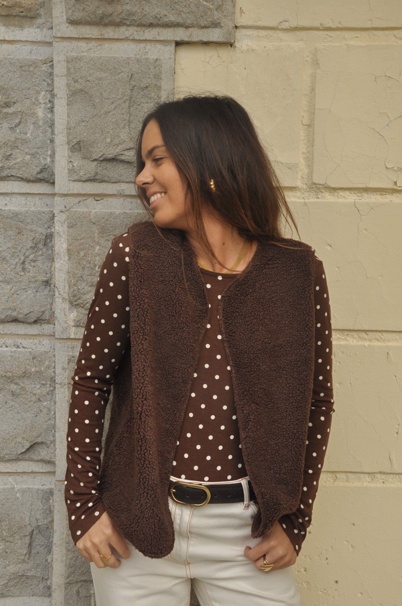 GILET SANS MANCHE BETI MARRON