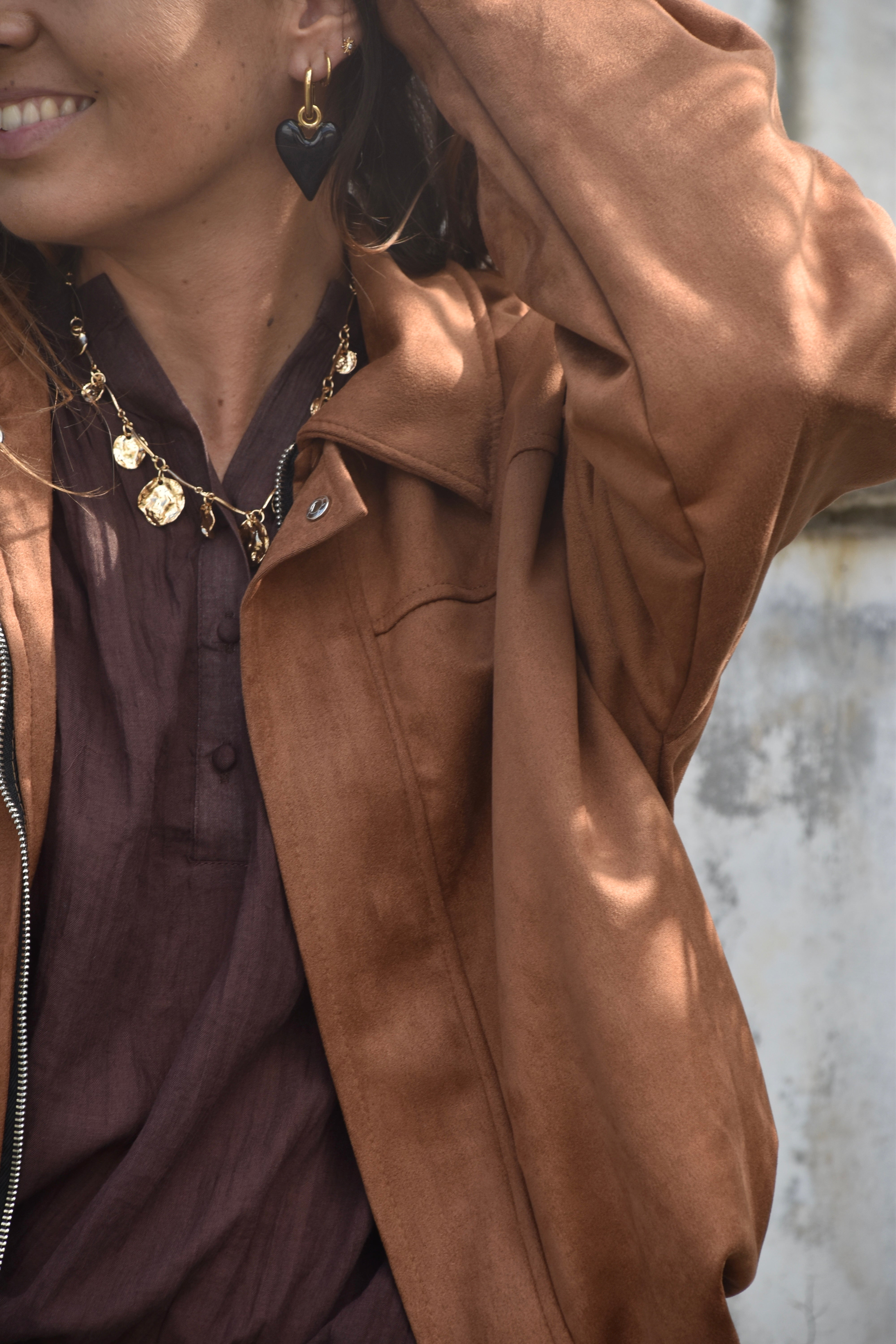 veste marron glacé chocolat automne