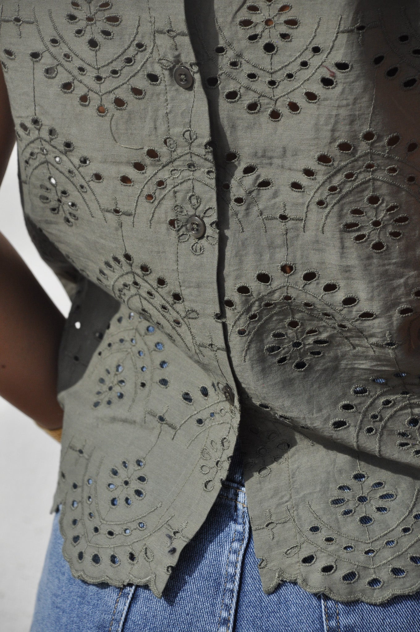 HAUT DENTELLE KAKI