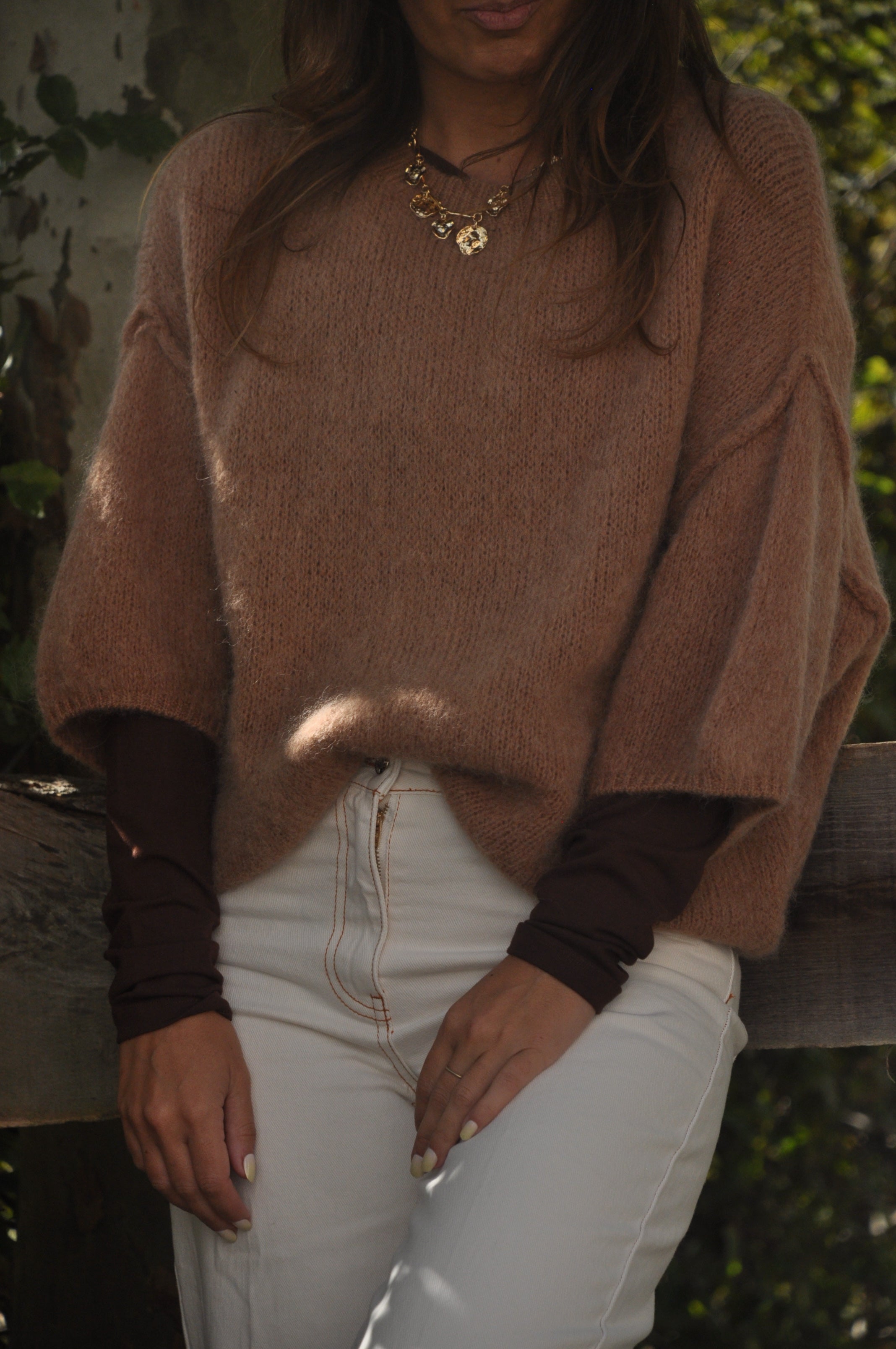 boutique vêtements en ligne pull ample marron glacé couleur capuccino