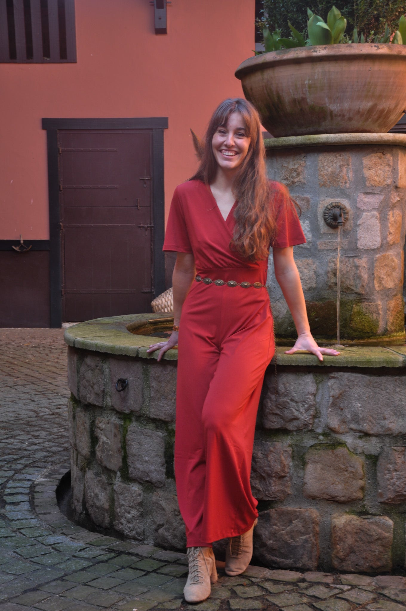 Combinaison Lou rouge femme - combinaison élégante bohème chic