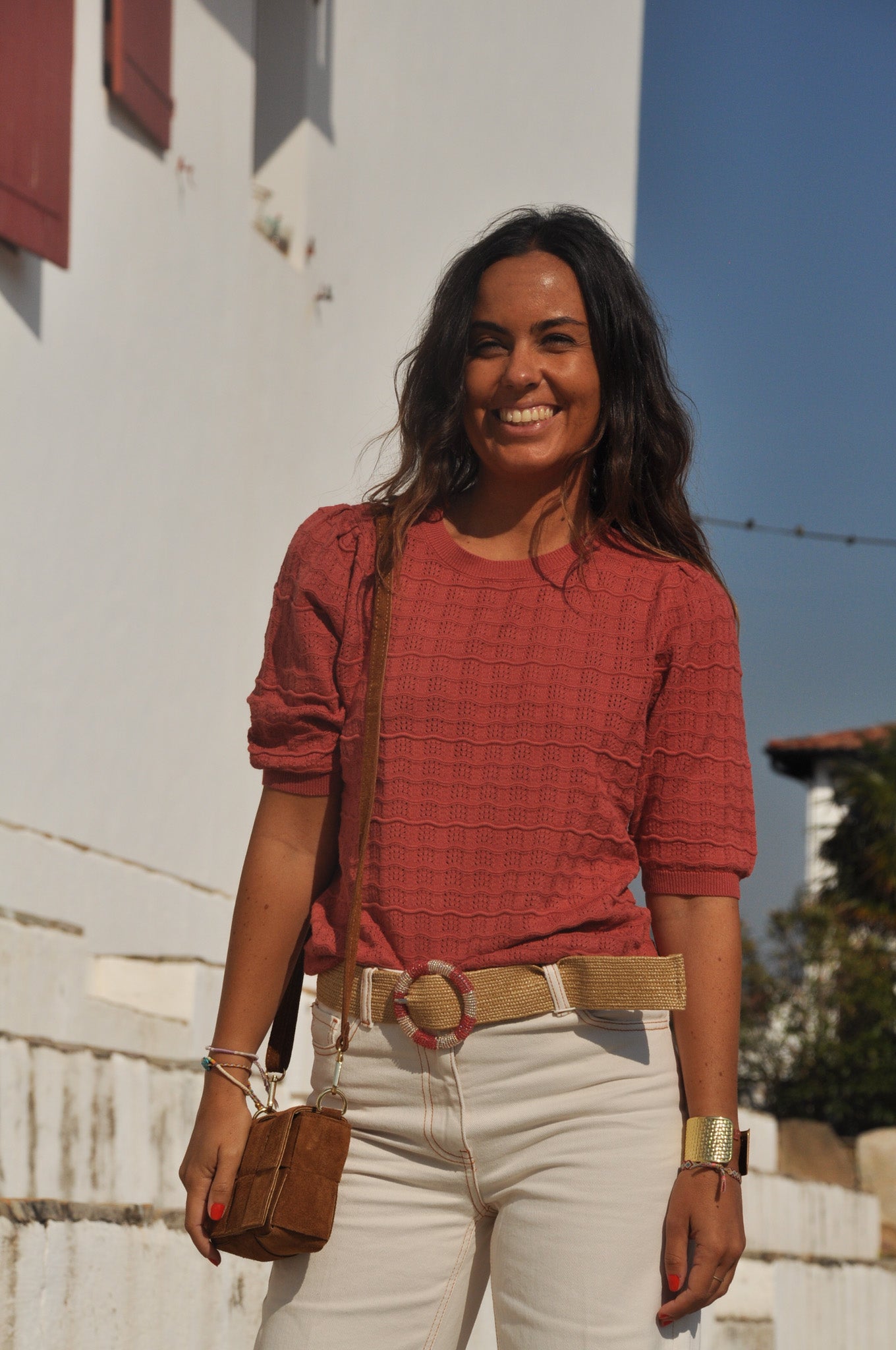 Haut femme élégant Mara – top manches courtes raffiné – Moda Luixa